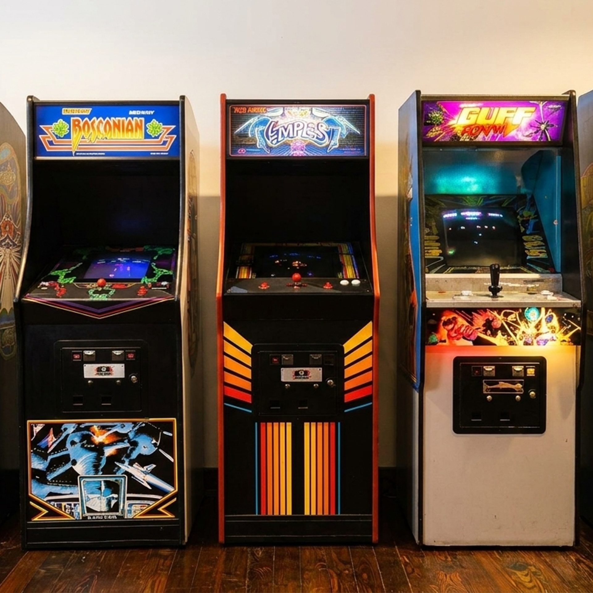 Retro arcade tournaments upstairs