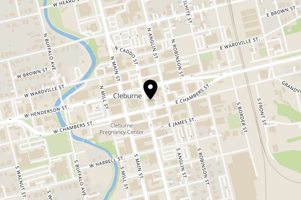 Map showing the location of Soul Fire Brewing Company on 6 N Caddo St in Cleburne